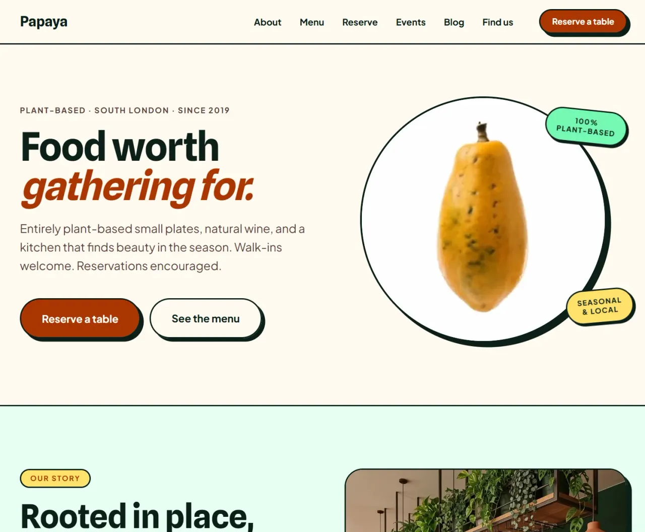Papaya Resto - homepage screenshot