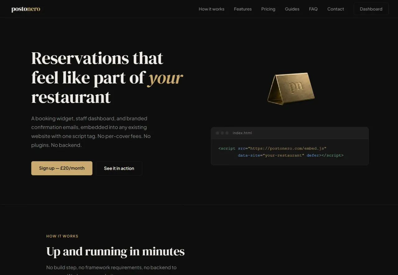 Postonero - homepage screenshot
